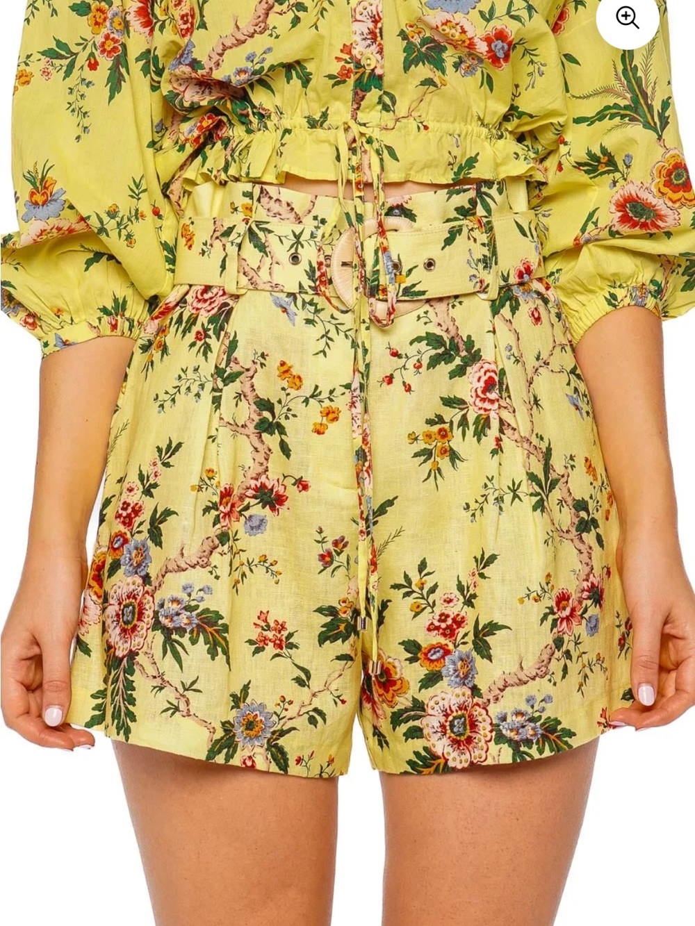 Cara Cara PALMER CHINTZ YELLOW BELTED COTTON SHORT NWT